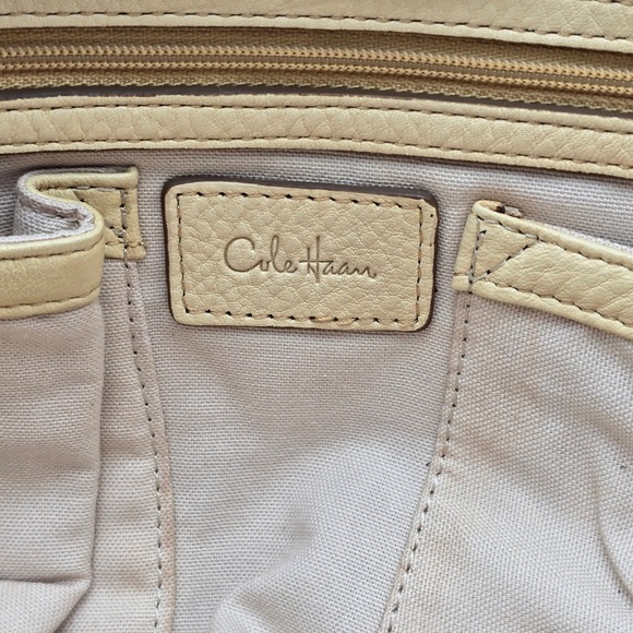 Cole Haan Leather Satchel Handbag Cream Neutral Top Handle Bag Women - Picture 11 of 14